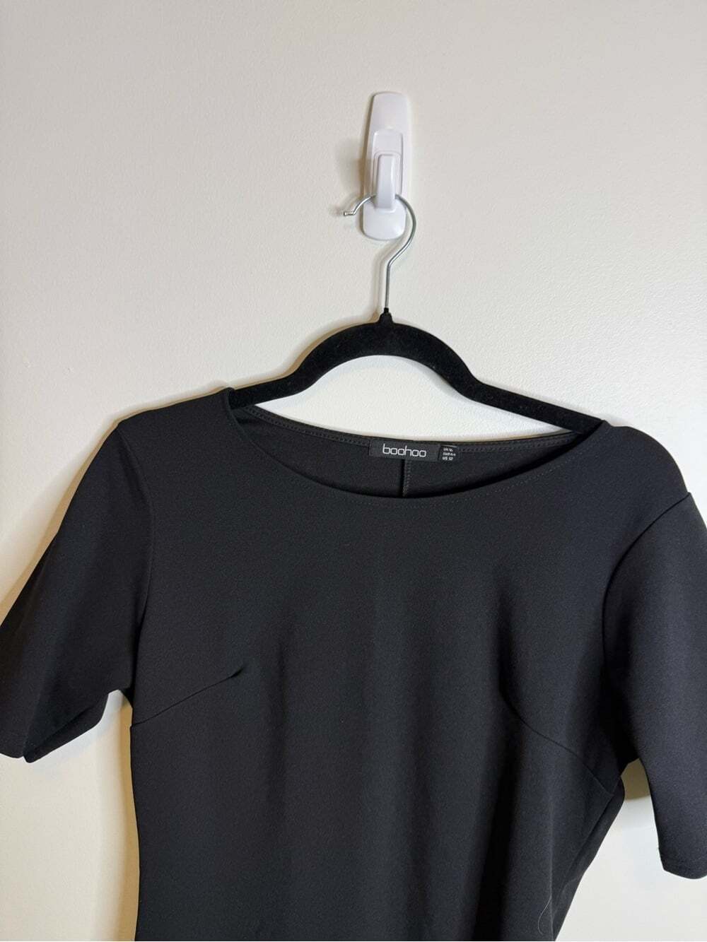 Boohoo Black Short Sleeve Ruffle-Hem Mini Dress size 12 - Picture 3 of 6